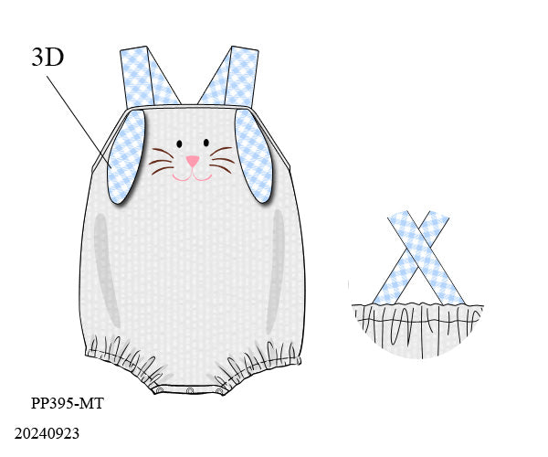 14-Boys Floppy Bunny Ear Seersucker Bubble-PREORDER 134 LATE FEBRUARY 2025