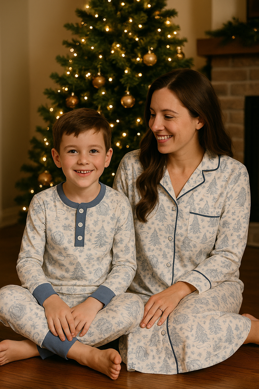 Blue Christmas Toile-in stock