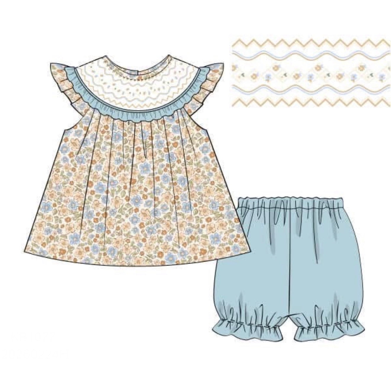 PO89 For The Girls - Neutrals & Blues Short Set