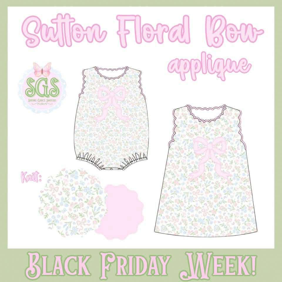 SUTTON FLORAL BOW APPLIQUE COLLECTION - ETA MAY