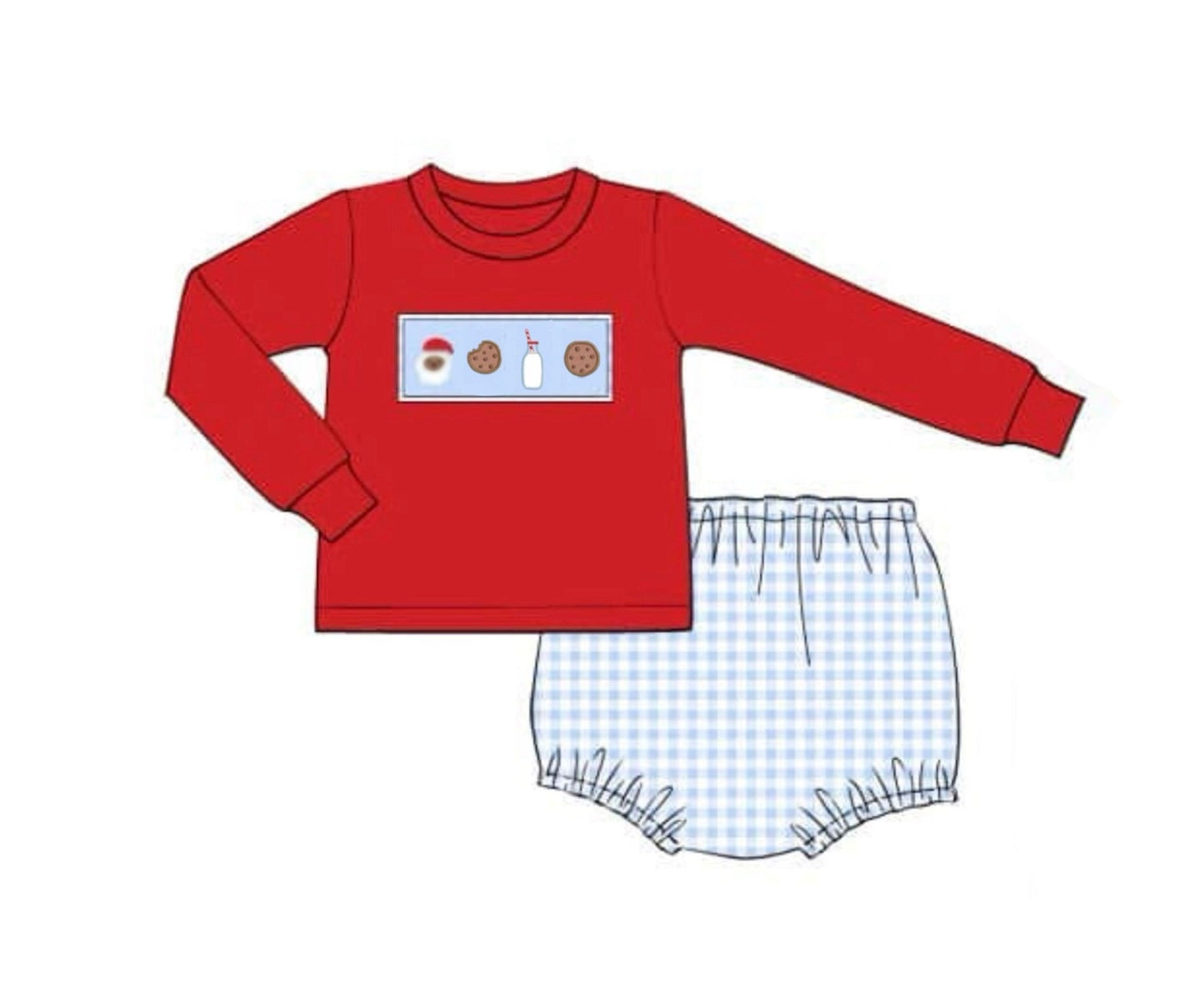PO92 Milk & Cookies Diaper Set Brown Santa