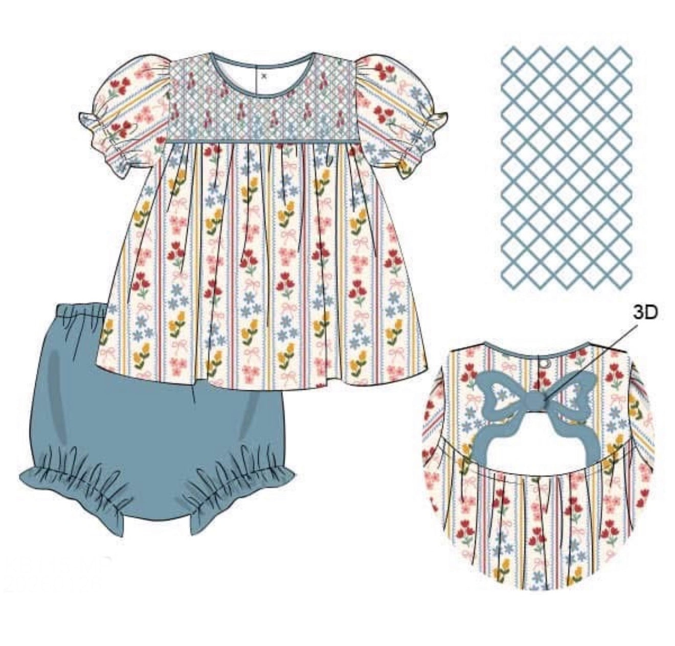PO89 Fall Floral & Gingham Bloomer Set