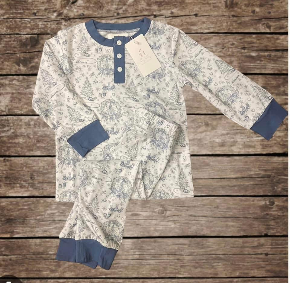 Blue Christmas Toile-in stock