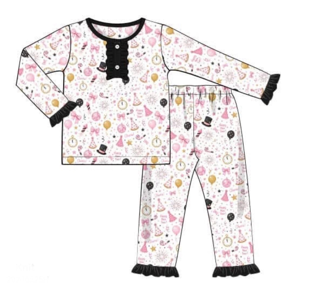 PO93 New Years Fun Pajamas Girl Set