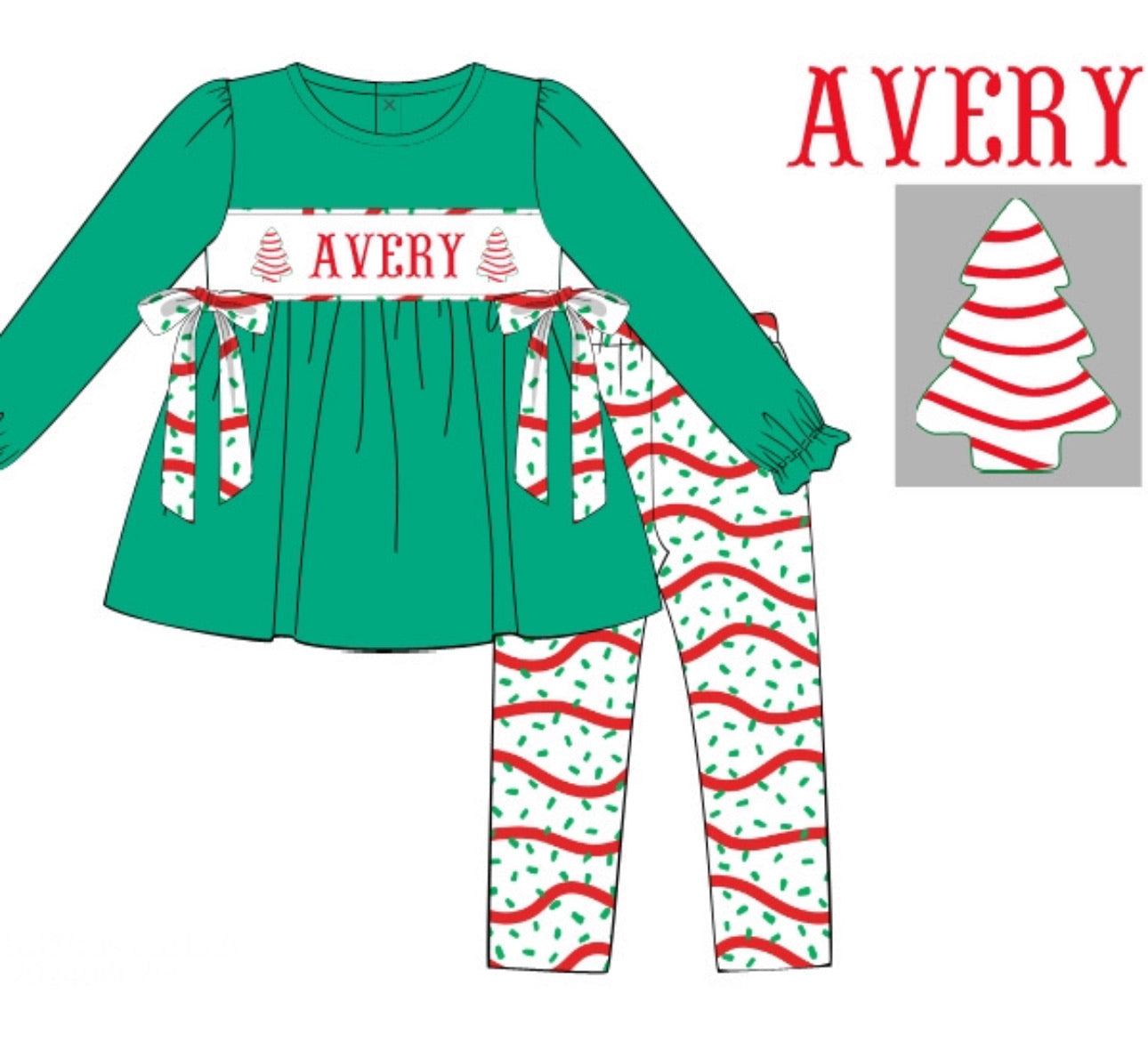 PO92 Tree Cake Name Smocks Legging Set