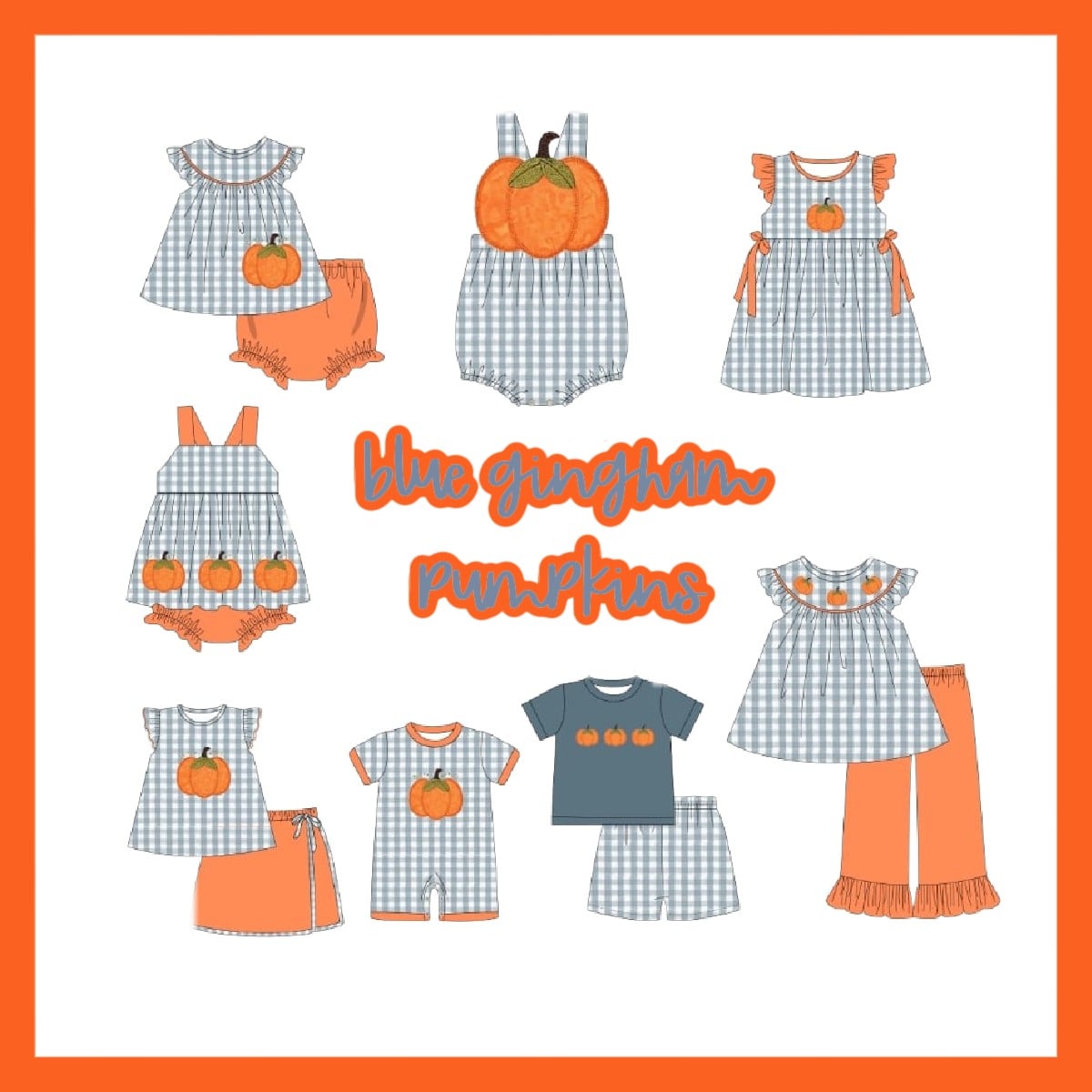 BLUE GINGHAM PUMPKINS COLLECTION - ETA AUGUST
