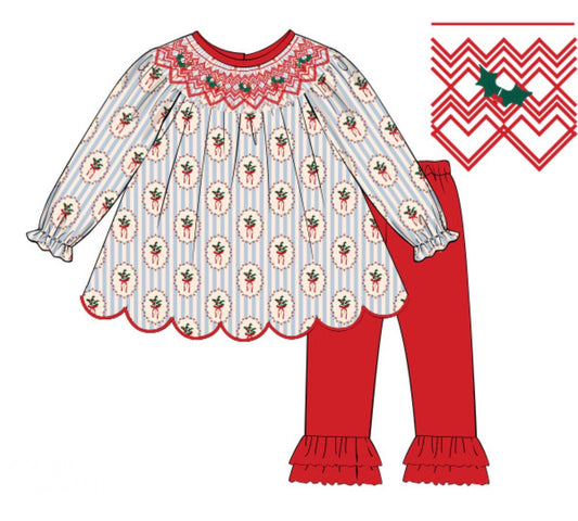PO92 For the Girls - Blue Christmas Legging Set