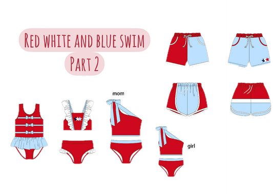 RED WHITE AND BLUE SWIM PART 2 COLLECTION - ETA APRIL