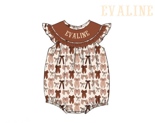 PO89 Brown Bows & Things That Go Name Smocks Girl Bubble