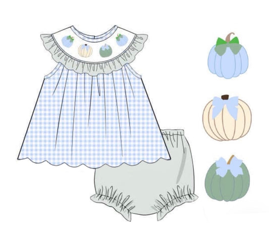 PO89 Gingham Pumpkins Bloomer Set