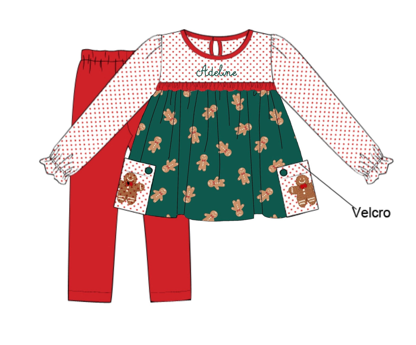 PO92 Crochet Gingerbread Men Legging Set