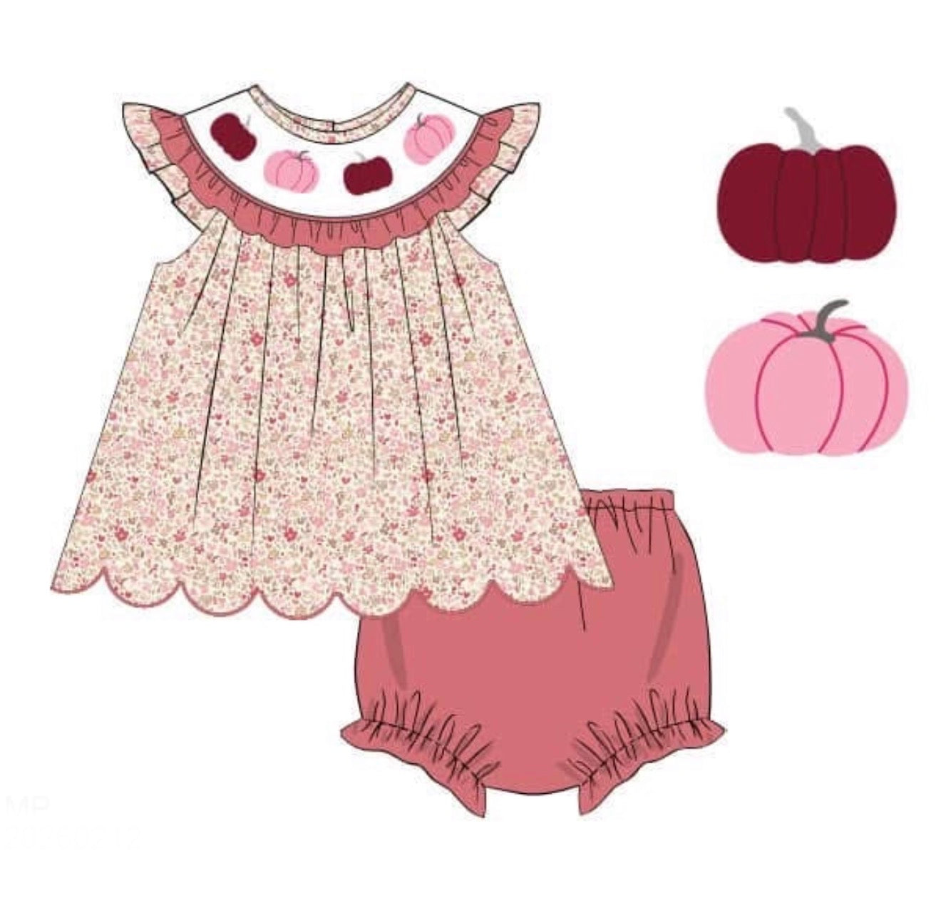PO89 Burgundy Pumpkins Bloomer Set