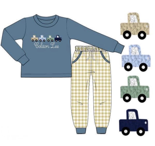 PO93 Fallyn Floral & French Knot Cars Jogger Set