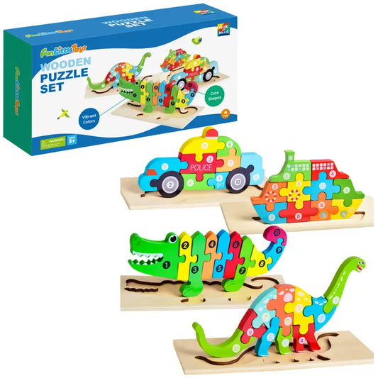 4-Pack Wooden Puzzles For Toddlers Age 2-4 Years Old - IN STOCK