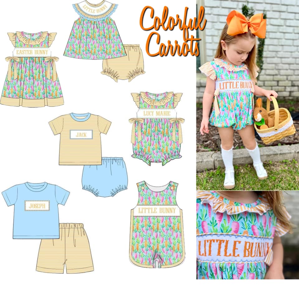 Colorful Carrot Name Smocks - ETA APRIL