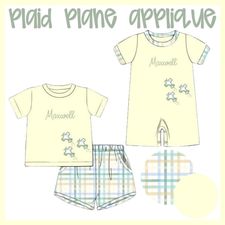 Plaid Plane Applique - ETA LATE APRIL