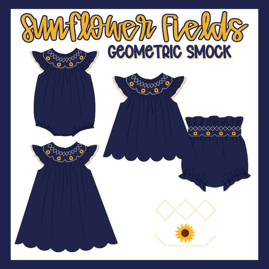 SUNFLOWER FIELDS GEOMETRIC SMOCK COLLECTION - ETA SEPT