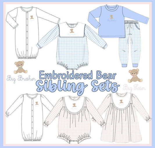 EMBROIDERED BEAR SIBLING COLLECTION - ETA JAN