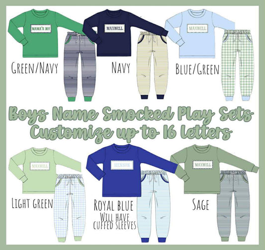BOY NAME SMOCK PLAY SETS COLLECTION - ETA JAN