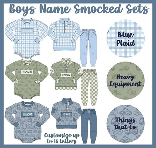 BOY NAME SMOCKED SETS COLLECTION - ETA JAN