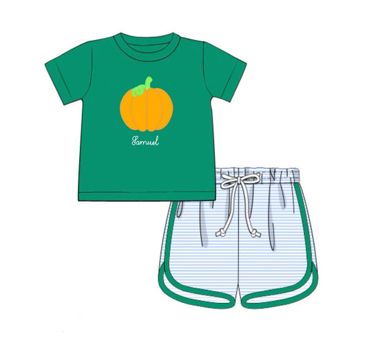 PO89 Appliqué Pumpkins Boy Short Set