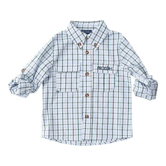 PRODOH - Founders Kids Fishing Shirt - White/Blue/Green IN STOCK