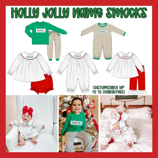 HOLLY JOLLY NAME SMOCKS COLLECTION - ETA NOVEMBER