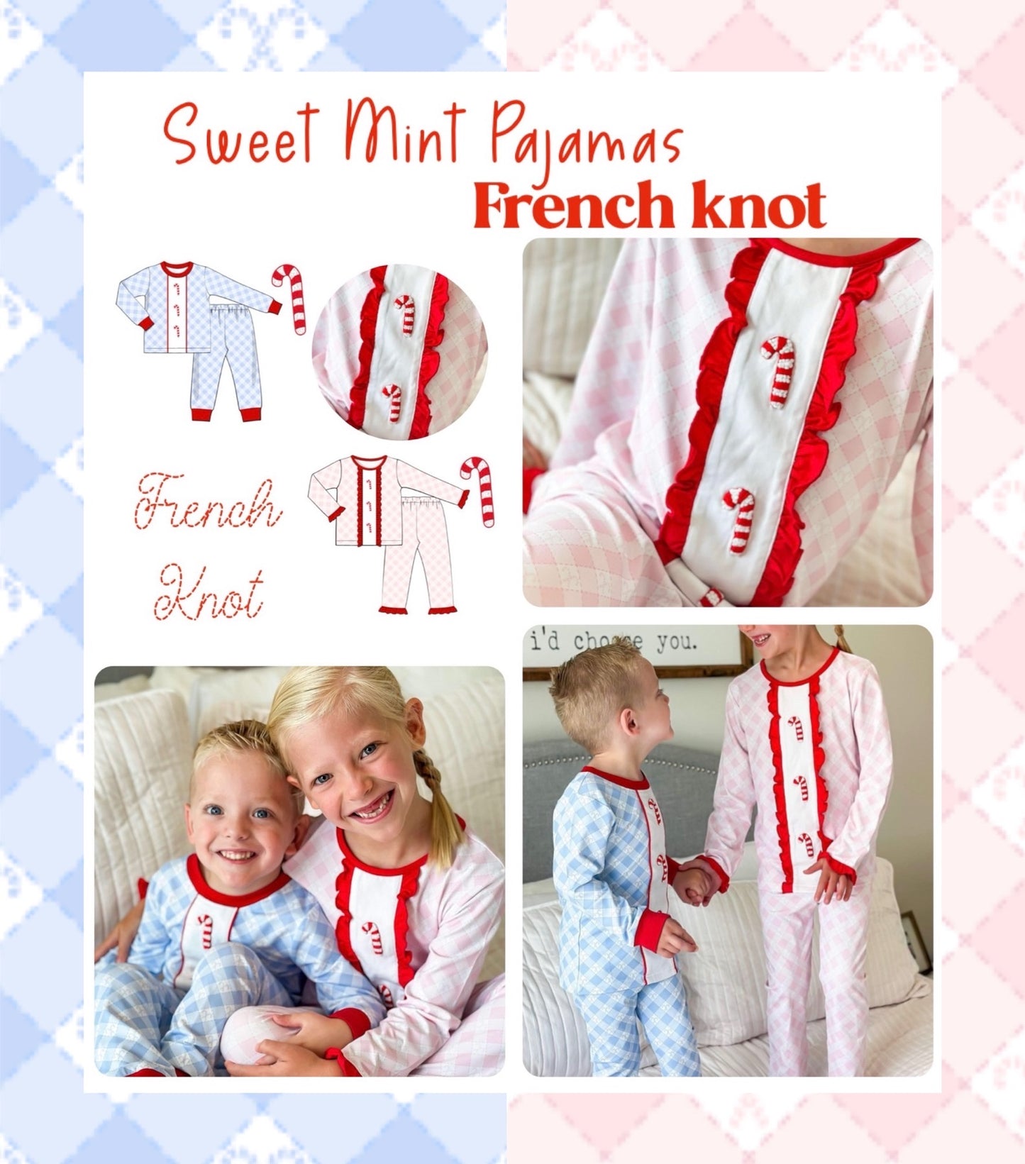 PO 8 - Sweet Mint Pajamas French Knot - IN STOCK