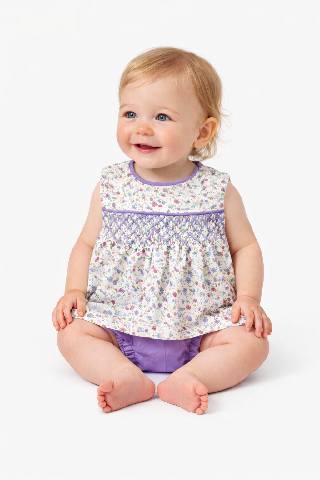 Lavender Floral Geo Smock-IN STOCK