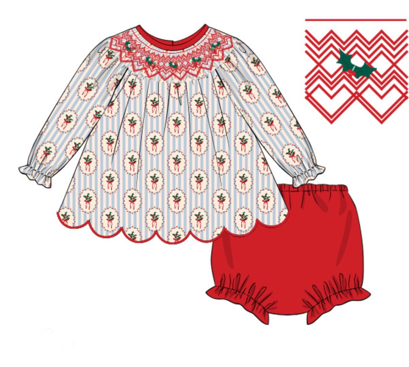 PO92 For the Girls - Blue Christmas Bloomer Set