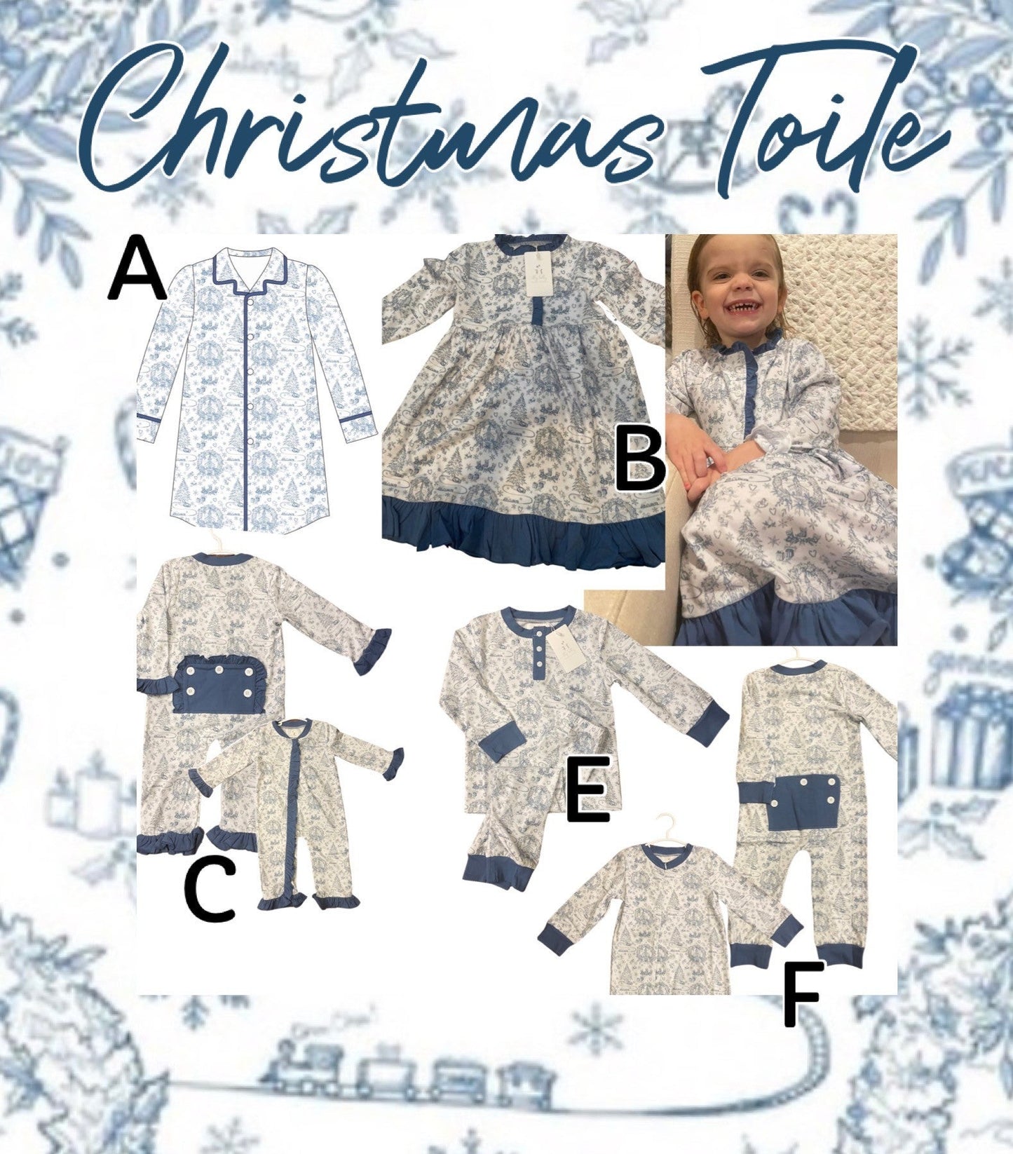 Blue Christmas Toile-in stock