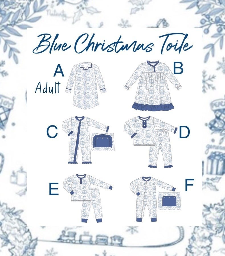 Blue Christmas Toile-in stock