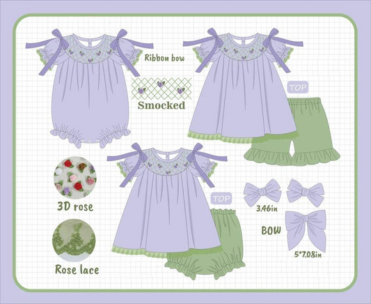 LAVENDER AND GREEN SMOCKED COLLECTION - ETA FEB