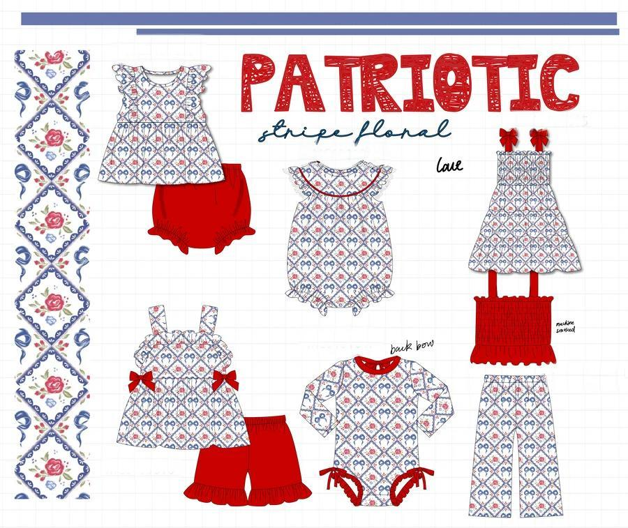 PATRIOTIC STRIPE FLORAL COLLECTION - ETA APRIL