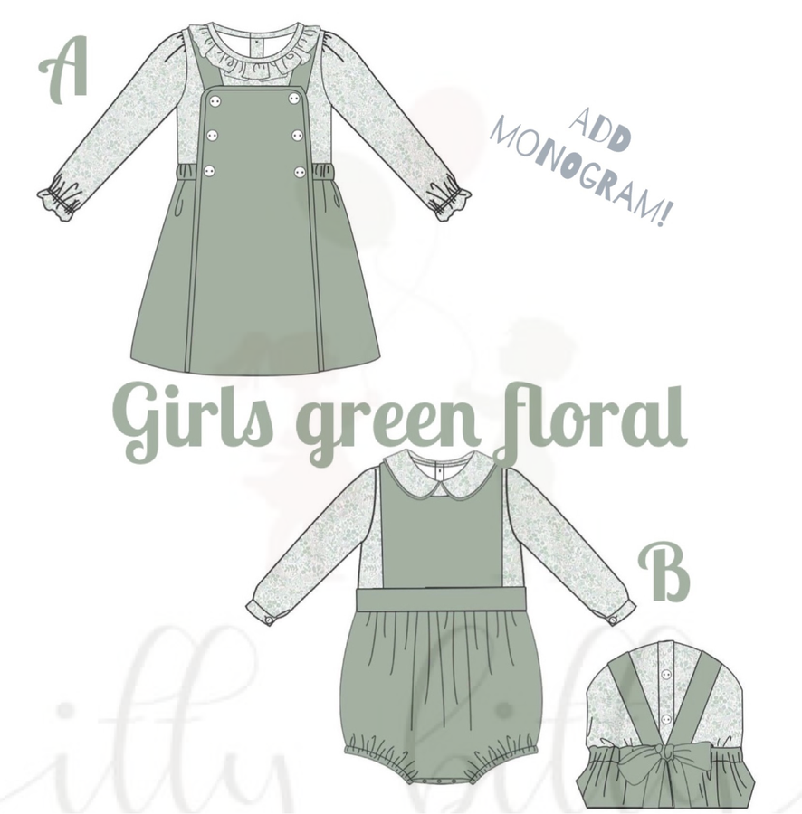 Girls Green Floral- IN STOCK