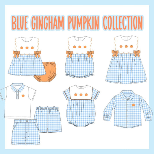 BLUE GINGHAM PUMPKIN COLLECTION - ETA AUGUST
