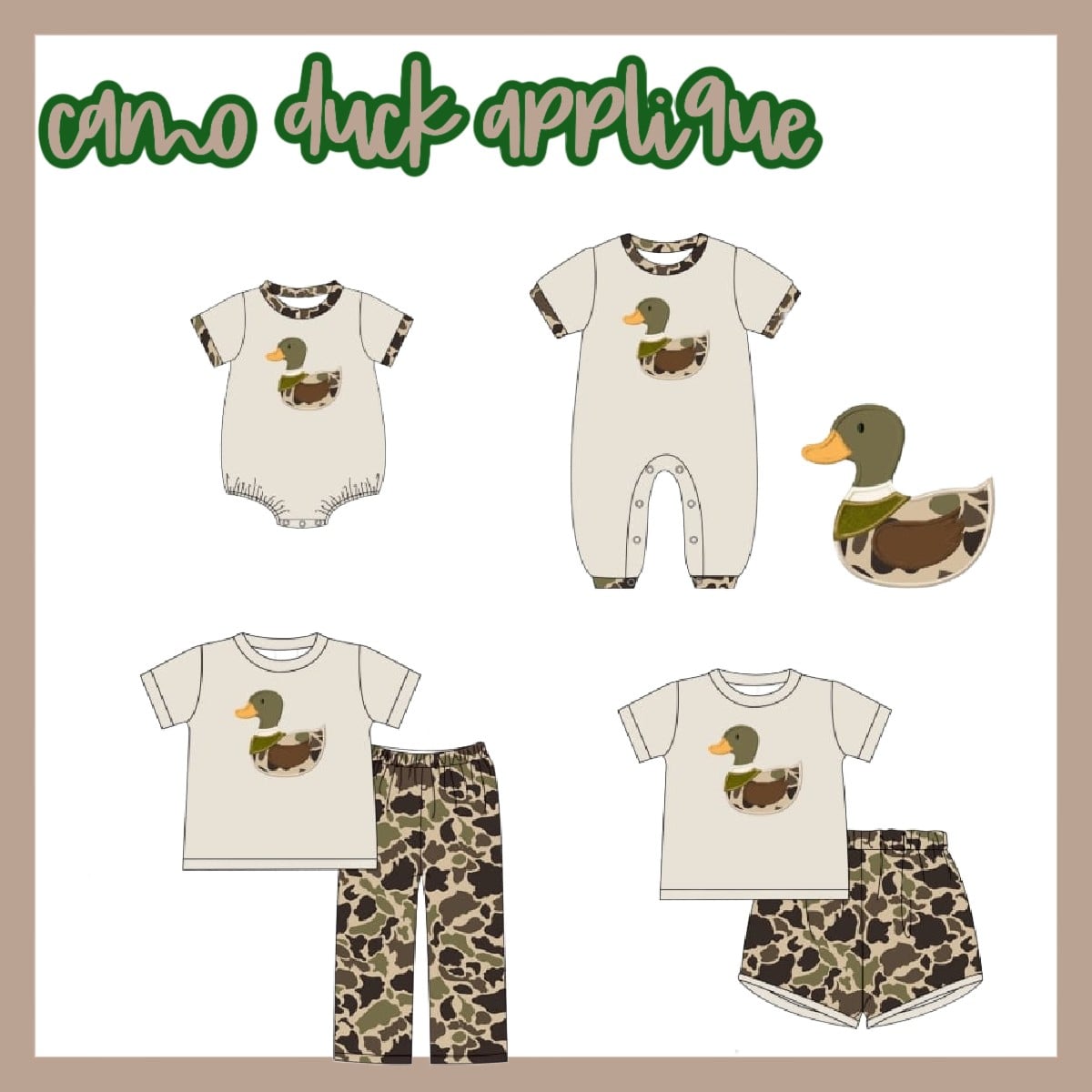 CAMO DUCK APPLIQUE COLLECTION- ETA AUGUST