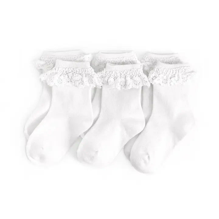 White Lace Midi Sock 3-Pack - IN STOCK