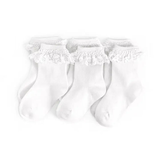 White Lace Midi Sock 3-Pack - IN STOCK