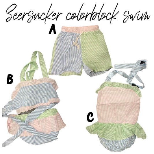 Seersucker Colorblock Swim Collection - IN STOCK